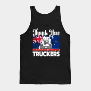 THANK YOU, TRUCKERS - AUSTRALIA FLAG WITH HEARTS - FREEDOM CONVOY CANBERRA - WHITE LETTER DESIGN Tank Top